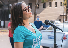 Tess Altiveros at a Community Serenade. Copyright Sunny Martini